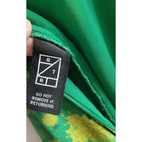 De La Vali Palmera Green Floral Chiffon Maxi Dress UK 12 US 8 Ruffle Sleeve $676 - Picture 11 of 16